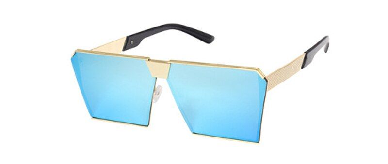BlueBrand Designer Celebrity Metal Men Oversized Sunglasses Fashion Luxury Square Sunglasses Women Mirror Lens Oculos De Sol R099