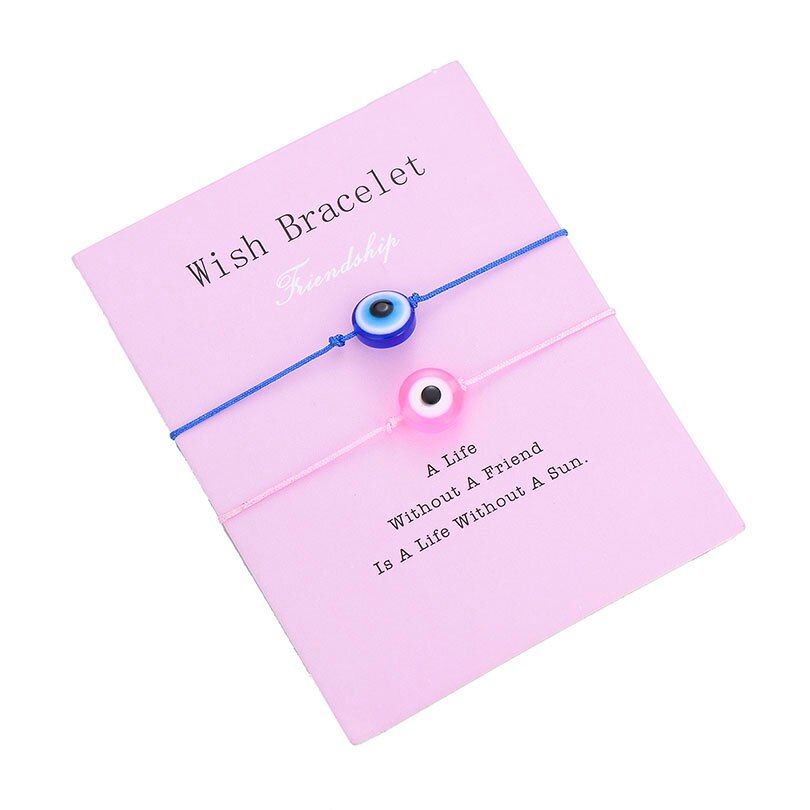IYOE 2 Pcs/set Round Circle Evil Eye Women Bracelets For Kids Colorful Beads Red Thread Bracelets For Couple Friendship Jewelry