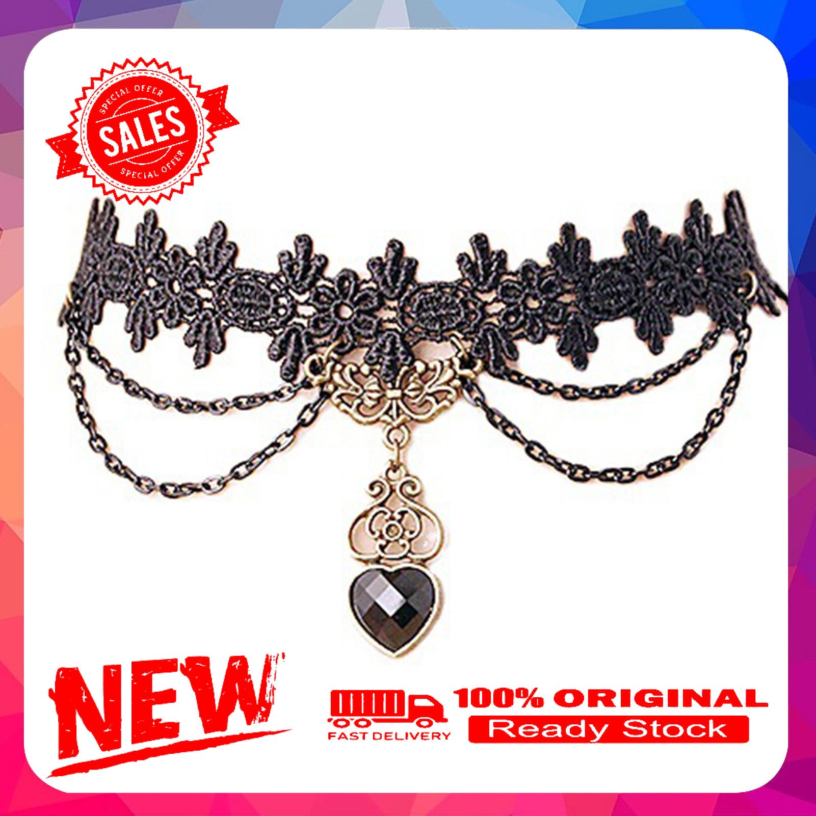 Necklace Colorfast Lace Edge Alloy Black Lace Chain Necklaces for Wedding