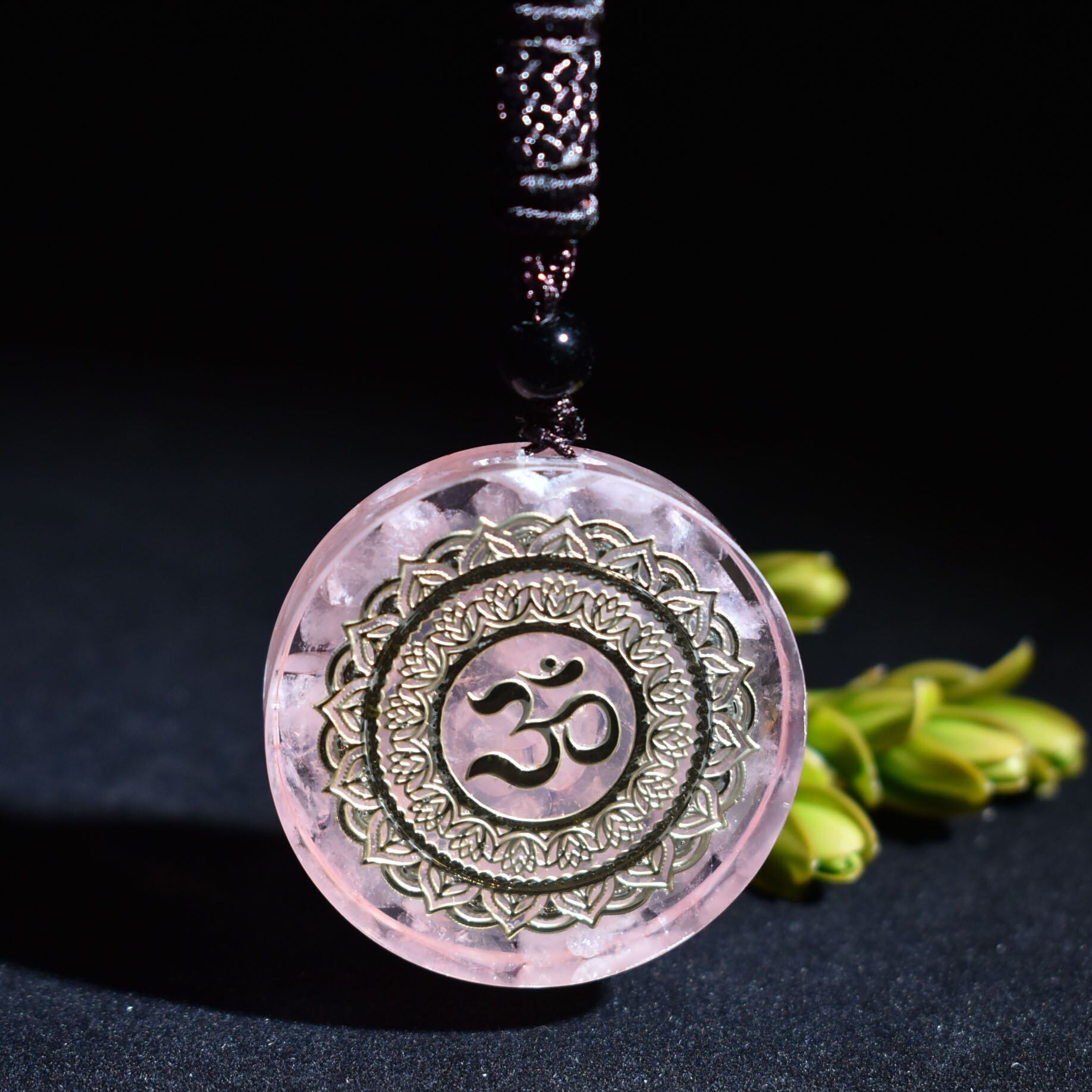 Orgone pendant Natural rose quartz crystal gravel pendant seven chakra energy healing crystals chakra necklace