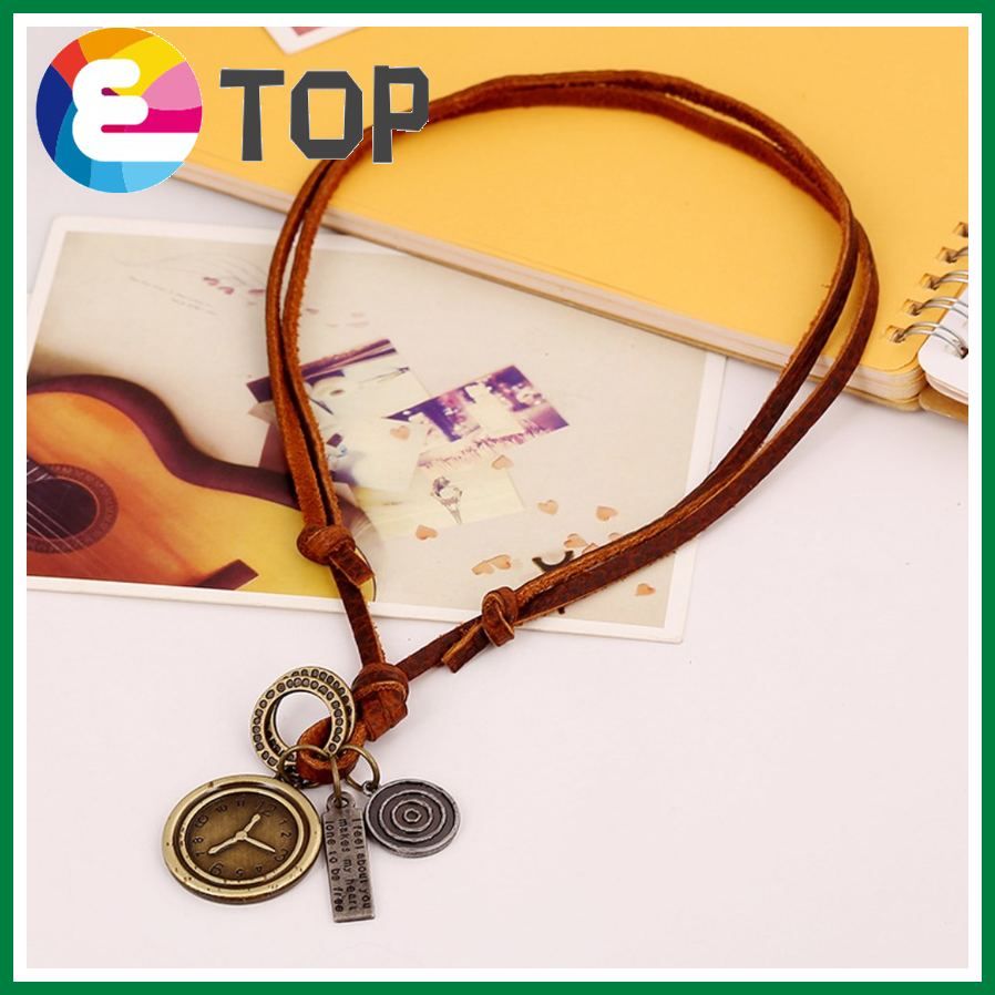 Necklace Sweater Chain Alarm Clock First Layer Leather Necklace Leather Necklace Jewelry