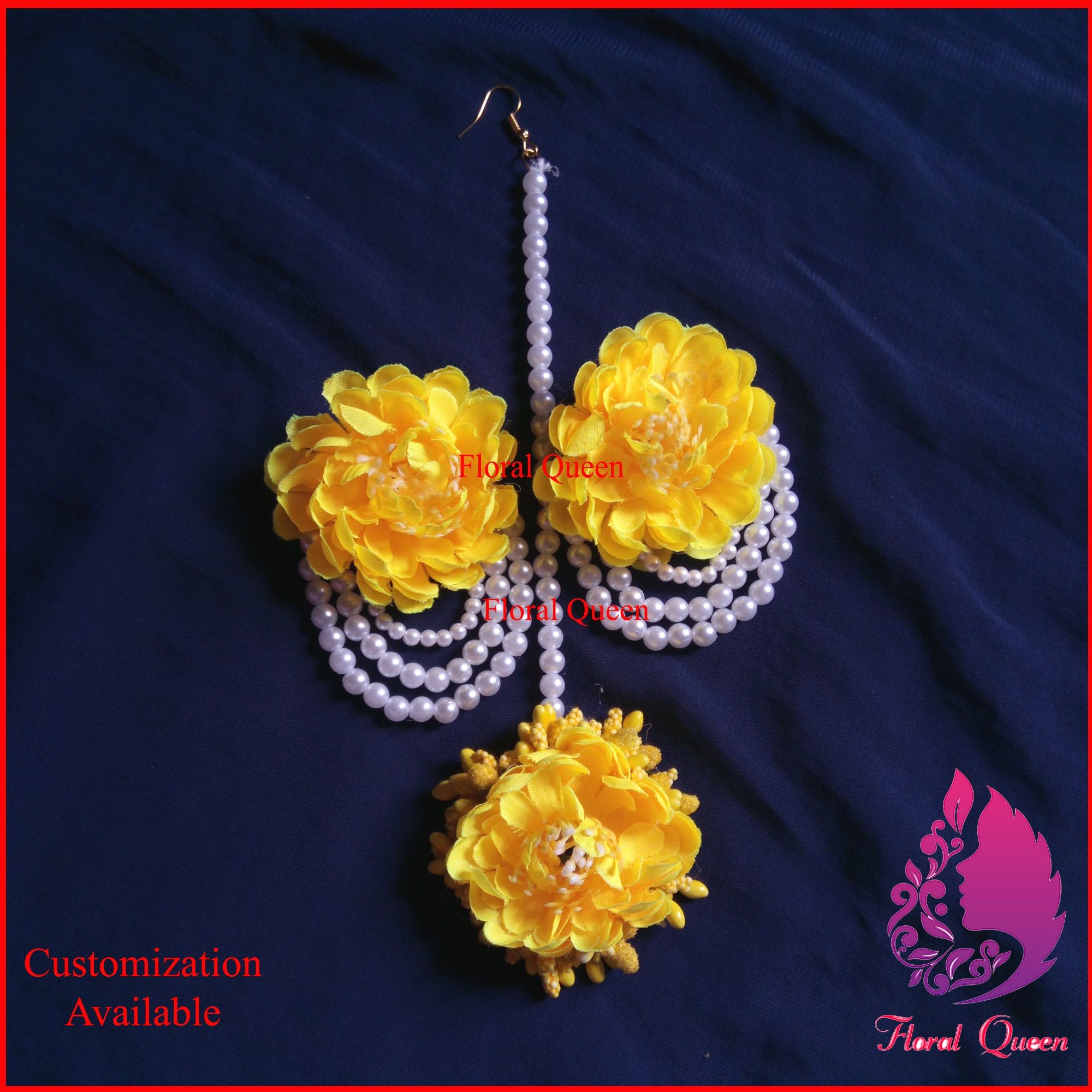 Designer Non-Bridal Tikli set for girls and women - Yellow