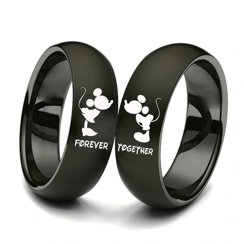 Mickey and Minnie Kissing Wedding Couple Ring Forever Together