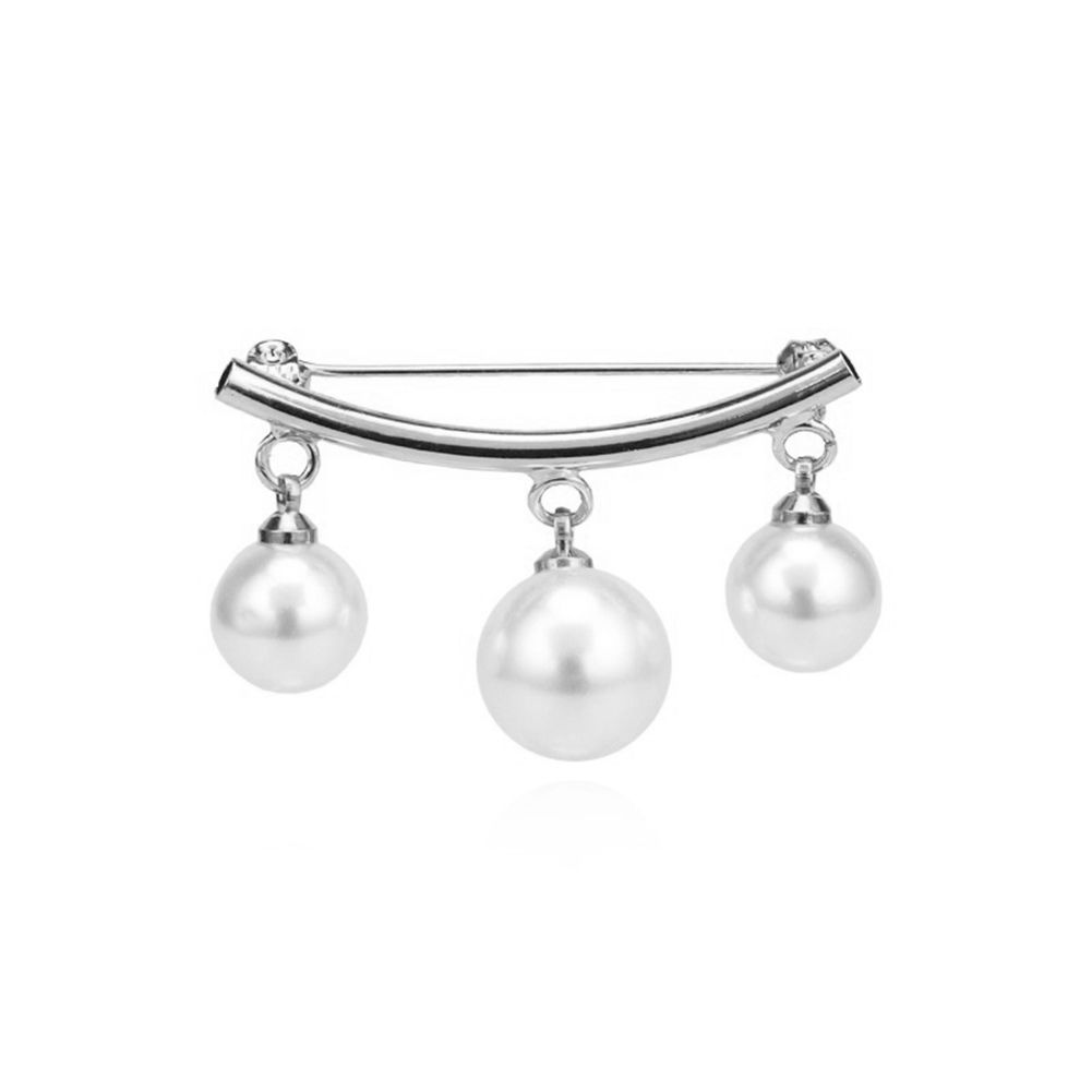Women Anti-Slip Arc Faux Pearl Brooch Pin Cardigan Prevent Exposure Buckle Clip