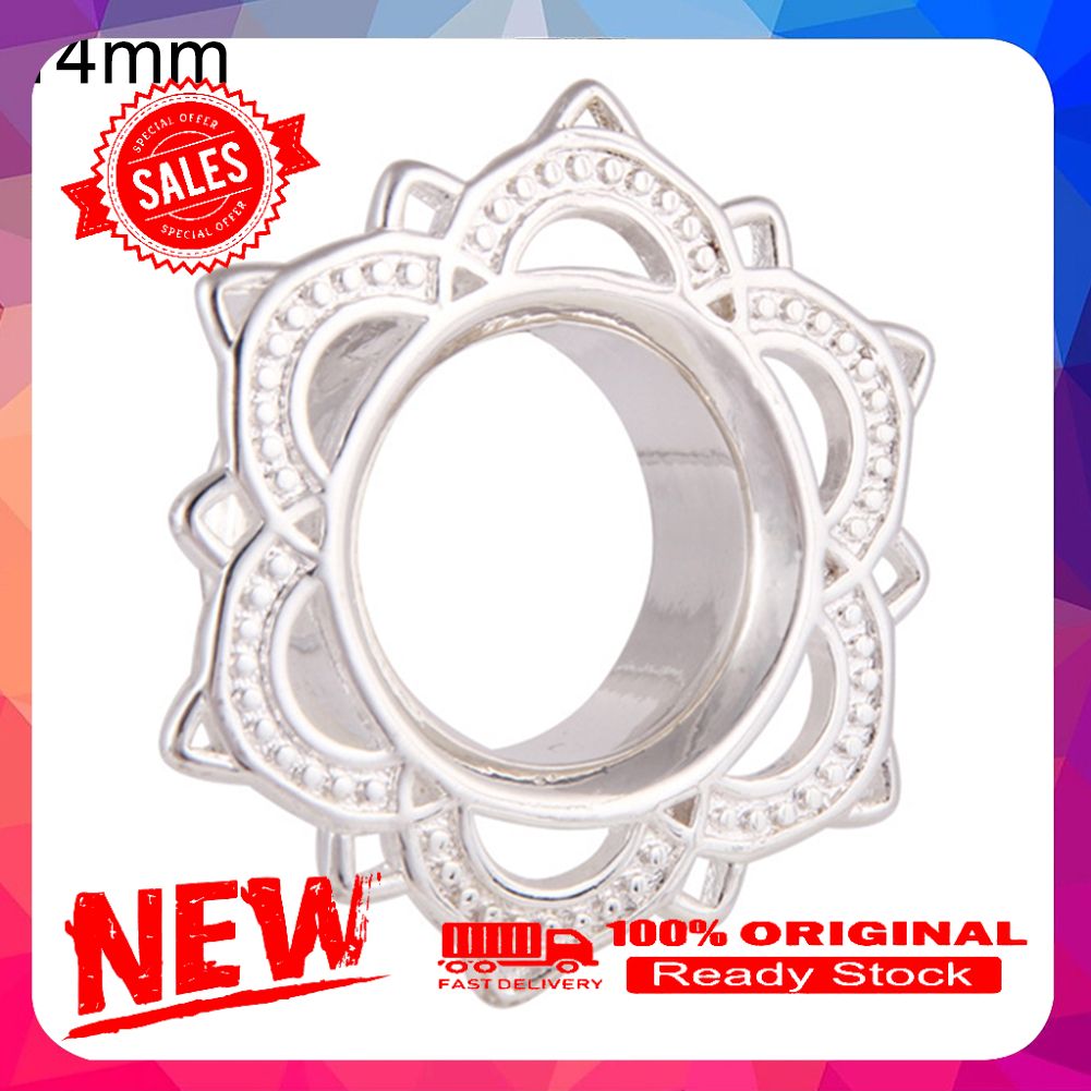 1Pc Unisex Lotus Flower Ear Plug Double Flare Gauge Expander Piercing Jewelry