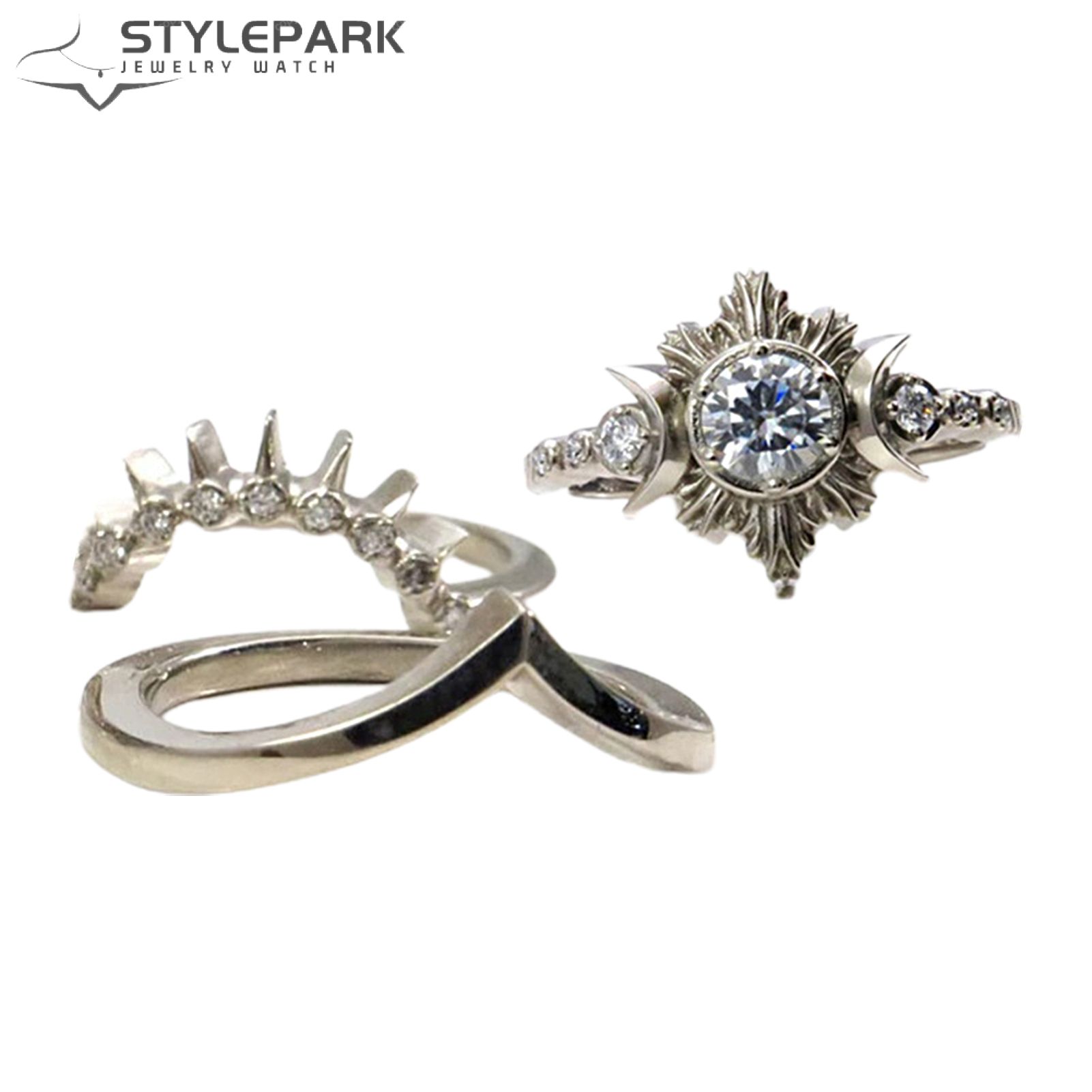 3Pcs Women Rings Moon Sun Stackable Jewelry Bohemian Long Lasting Finger Rings for Dating