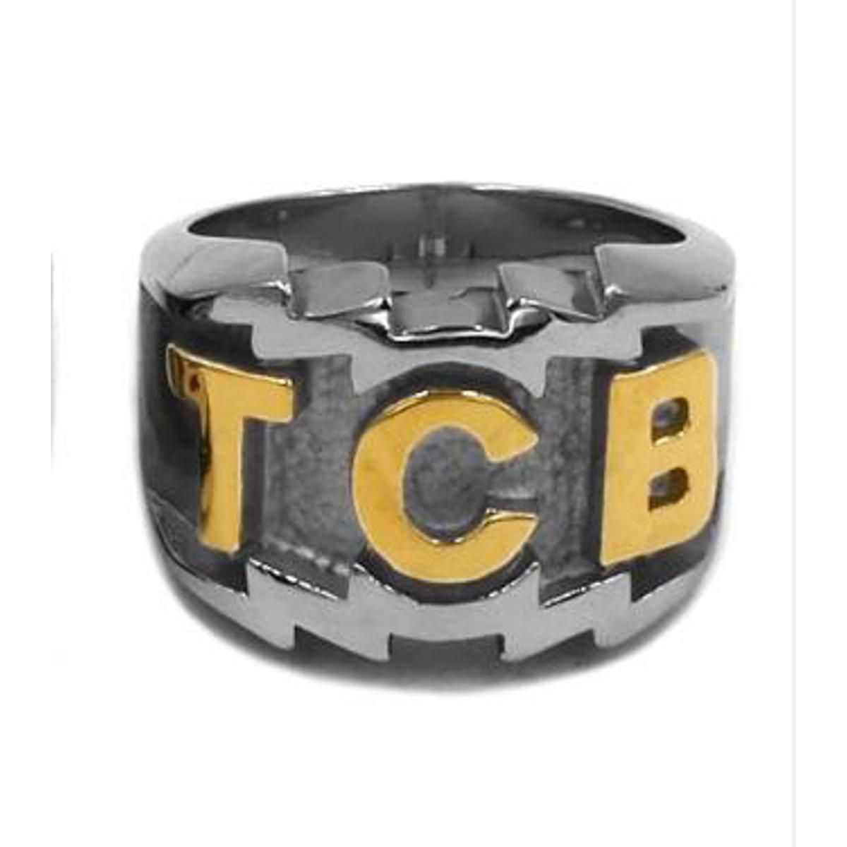 TCB Elvis Presley Biker Ring Stainless Steel Jewelry Black Gold Silver Color Carved Letters Biker Men Ring Wholesale SWR0447