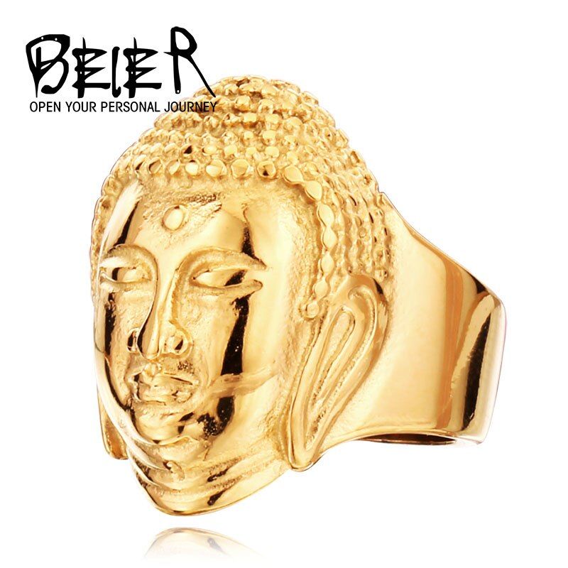 BEIER new arrive Buddha Head Bless Ring 316L Stainless Steel Buddhism Jewelry Wholesale Price good lucky product BR8-076