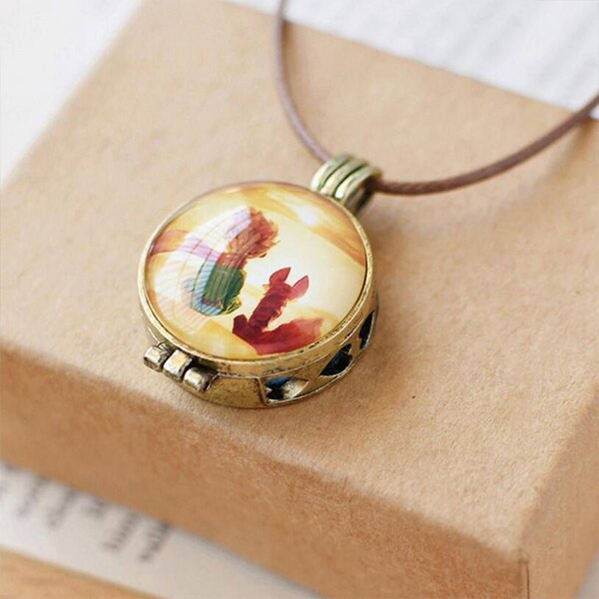 male and female models fairy tale little prince and fox aromatherapy essential oil pendant box necklace dual can be customi