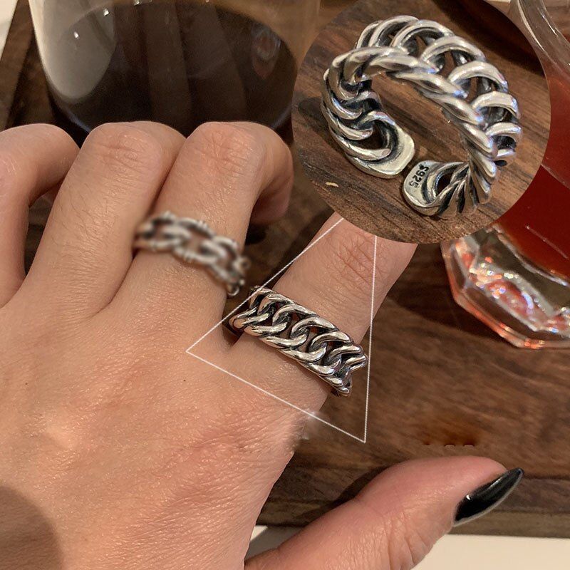 40 Korean Style Vintage Antique Silver Color Open Rings for Women Bridal Bridesmaid Wedding Band Engagement Ring Size Adjustable