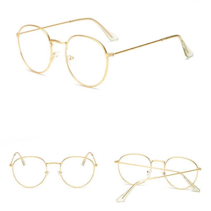 Clear Lens GoldVintage Retro Oval Sunglasses Women Men Sun Glasses Shades Brand Designer Mirror Slim Metal Frame Lady Eyewear Eyeglasses UV400