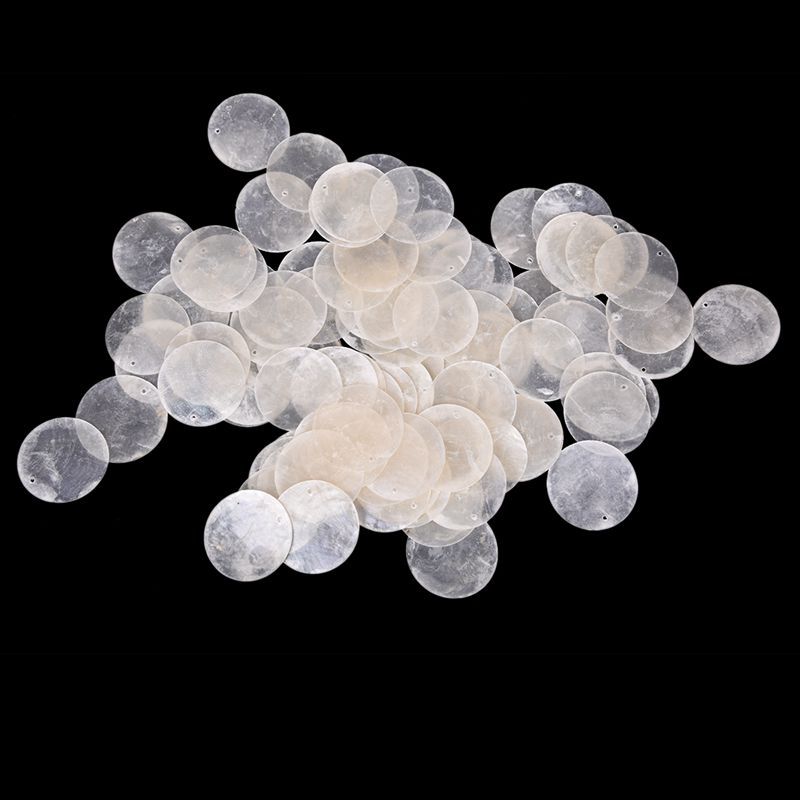 Plate Beads 100X Nacre Pearl Shell Round 35mm White