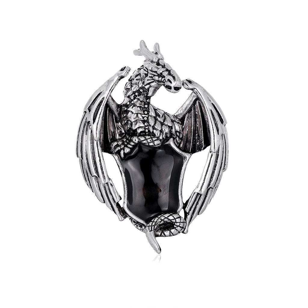 Retro Trendy Dragon Brooch Alloy Dripping Animal Exaggerated Brooch European and American Fashion Creative Pin