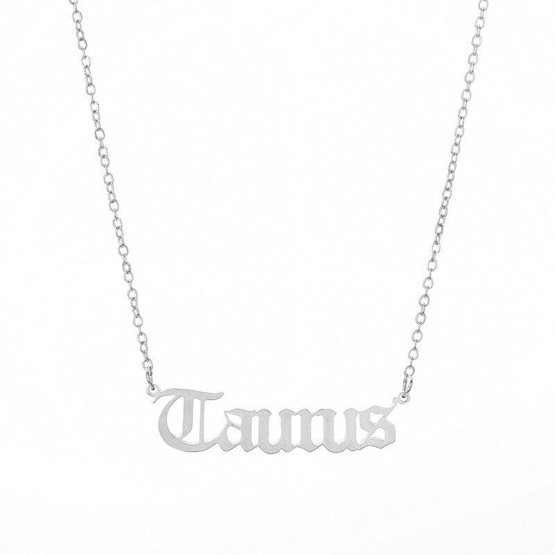 Cxwind Charm 12 Zodiac Letters Constellations Necklaces for Women Men Girl Zodiac Horoscope Pendant Chain Choker Birthday Gift
