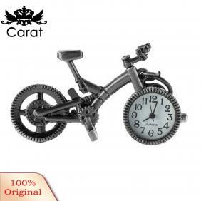 Vintage Bronze Bike Keychain Clock Quartz Pocket Pendant Watch Keychain Gift