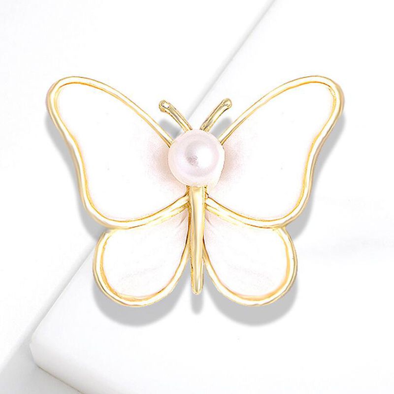 Fashion Shiny Pearl Butterfly Brooch Insect Pins Women Banquet Wedding Jewelry