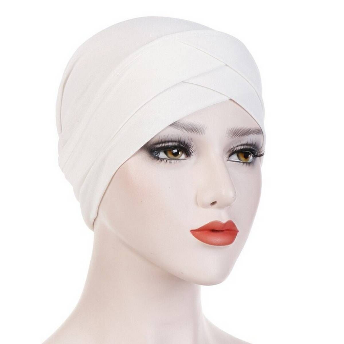 Stretch Forehead Cross Inner Cap Women Underscarf Indian Hat Crystal Linen Turban Hat Muslim Bonnet Plain Color Hijab Cap
