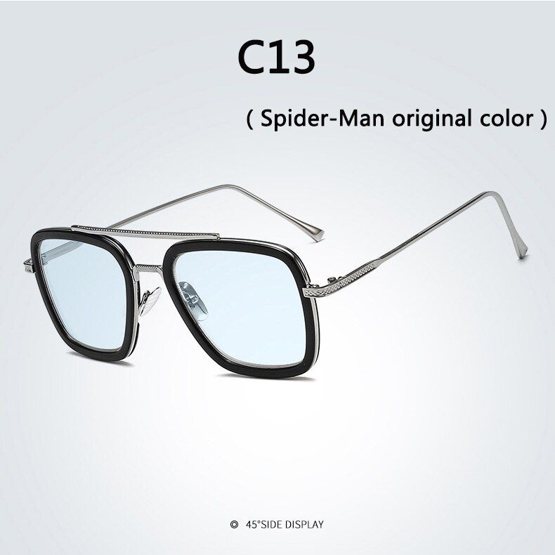 C13BOYSEEN 2021 Fashion Avengers Tony Stark Flight 006 Style Sunglasses Men Square Brand Design Sun Glasses Oculos De Sol