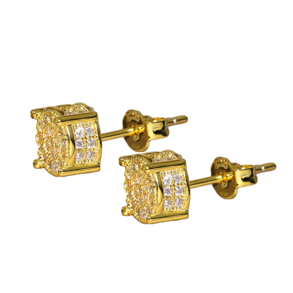 Fashion Lady Cubic Zirconia Inlaid Round Ear Stud Earrings Piercing Jewelry Gift