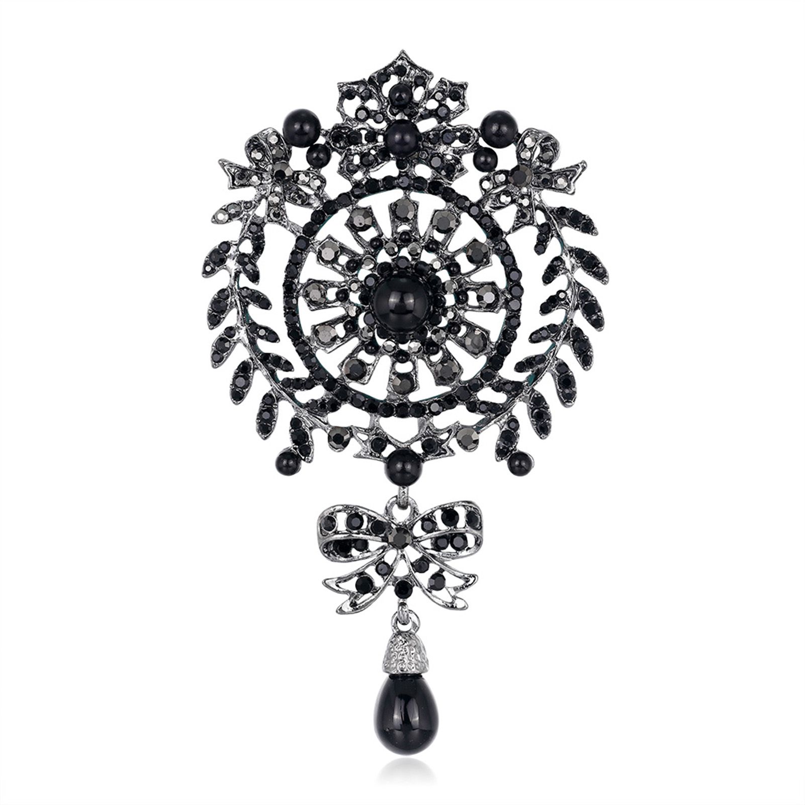Button Brooch Hollow Alloy Rhinestone Inlaid Brooch Pin