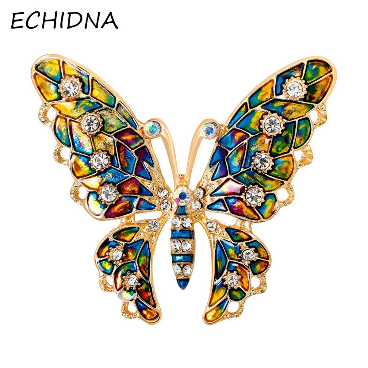 Butterfly Rhinestone Colorful Metal Lapel Brooch Fashion Women Gift