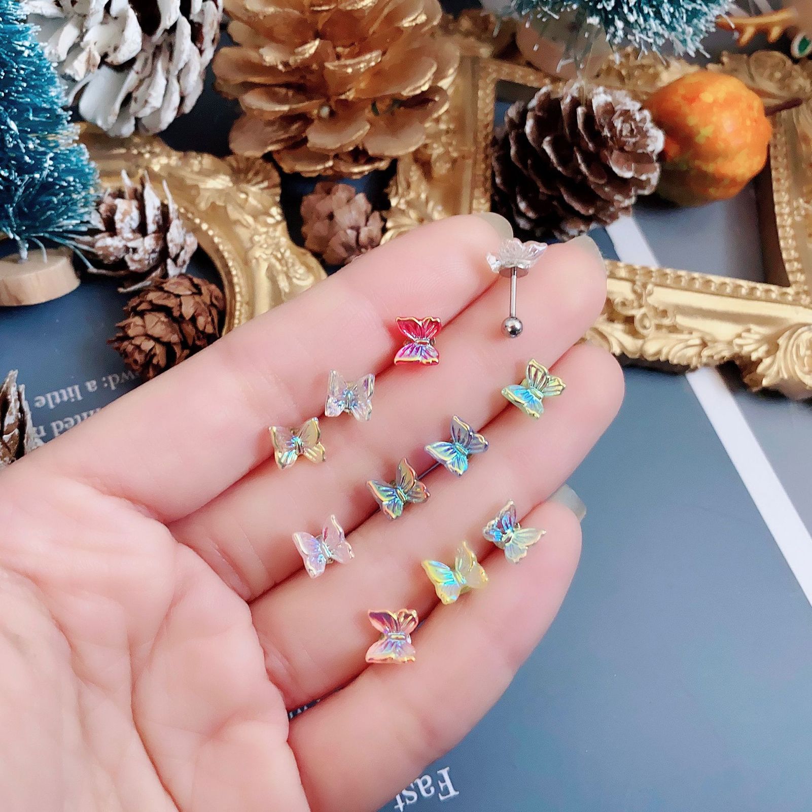 Jewelry Earrings Vibrant Color Decorative Butterfly Ear Studs Jewelry Gifts