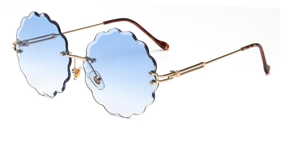 C4 blueRound Rimless Sunglasses Women Tinted Color Luxury Brand Sun Glasses Men Metal Gradient Sunglass Ladies 2019 Fashion Shades