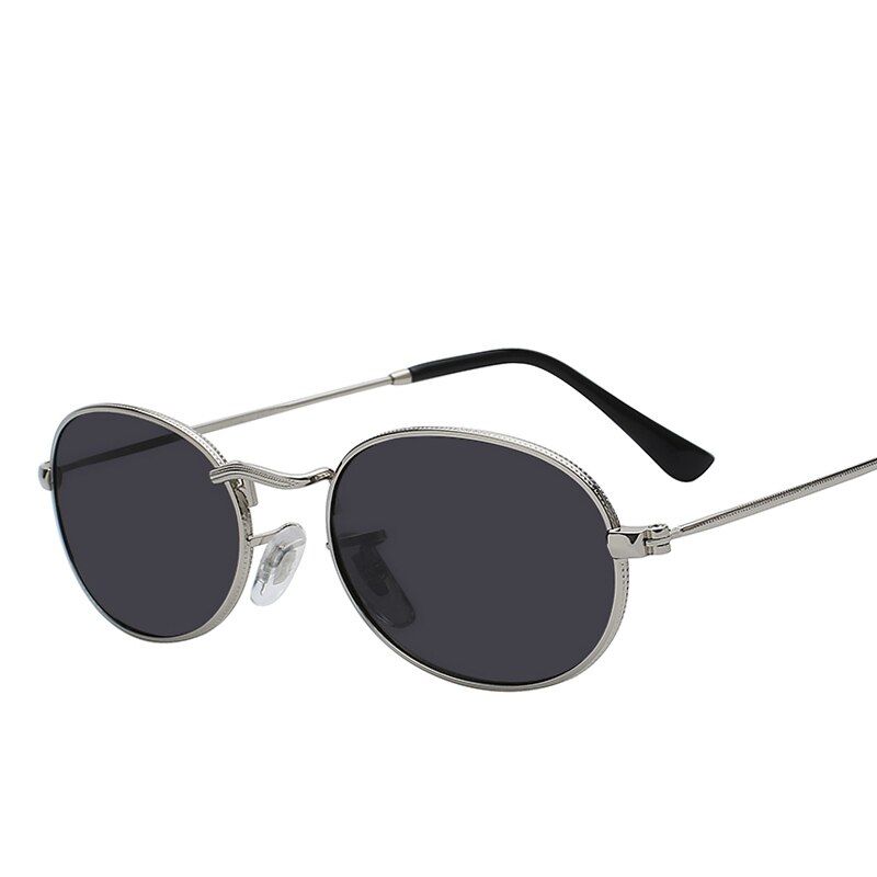 Sliver w blackMAX Oval Women Sunglasses Men Glasses Lady Luxury Retro Metal Sun Glasses Vintage Mirror Alloy UV400 Polycarbonate Fashion