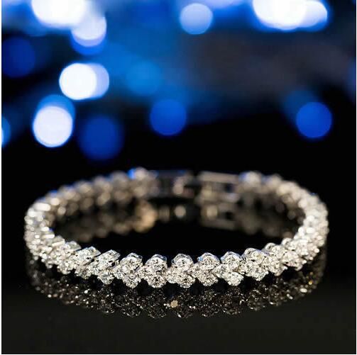 Women Fashion Roman Style Silver Crystal Bracelets