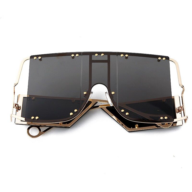 blackSuper Large Futuristic Oversize Shield Visor Sunglasses Flat Top Mirrored Transparent Lens Fashion Lady Sunglasses NX