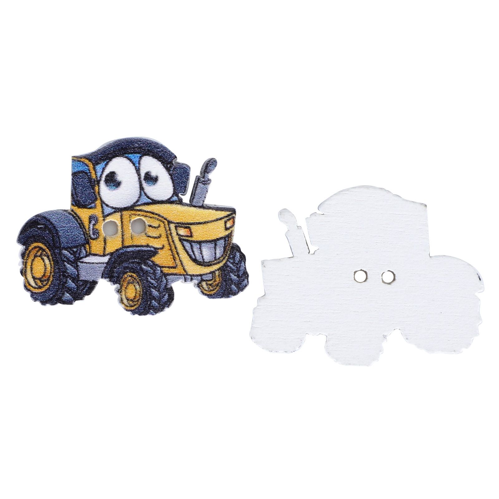 Wooden Buttons 150Pcs DIY Cartoon Painted Large Truck Pattern Clothing Accessories