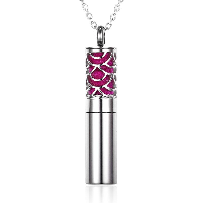 Vicky Home Hollow Out Essential Oils Storage Diffuser Necklace Aromatherapy Locket Pendants in Stainless Steel with Pads
