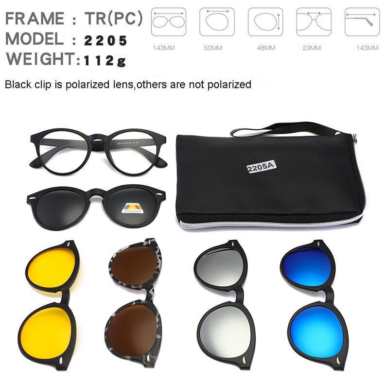 4Square Retro Clip On Sunglasses Men Polarized Women Night Vision Optical Frame Set 5+1 Sun Glasses 2019 Lunettes Oculos UV400