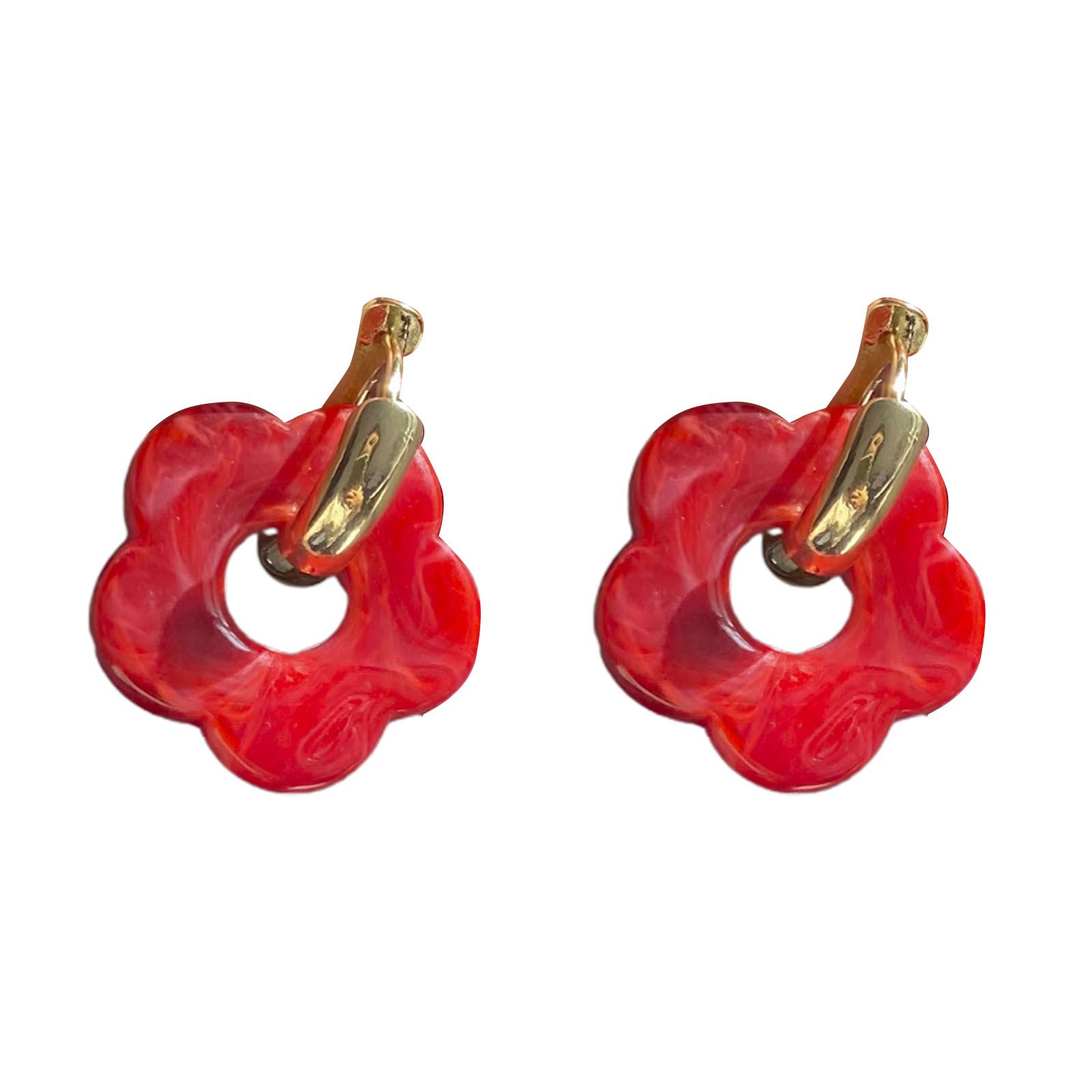 Women Hoop Earrings Floral Shape Sweet Delicate Dangle Earrings
