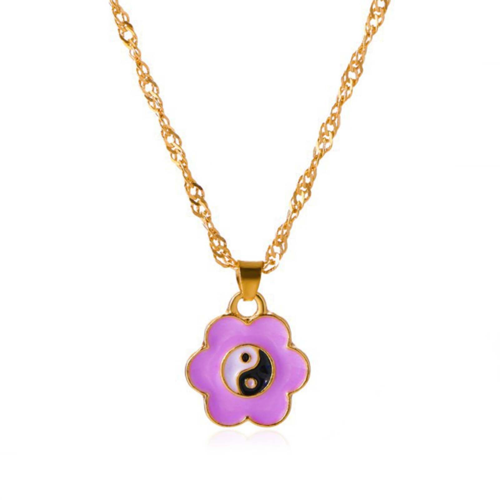 Choker Necklace Adjustable Flower Shape Pendant Chain Necklace