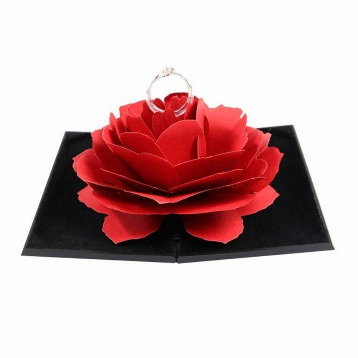 Special Pop up 3D red Ring Box wedding box with crown finger ring