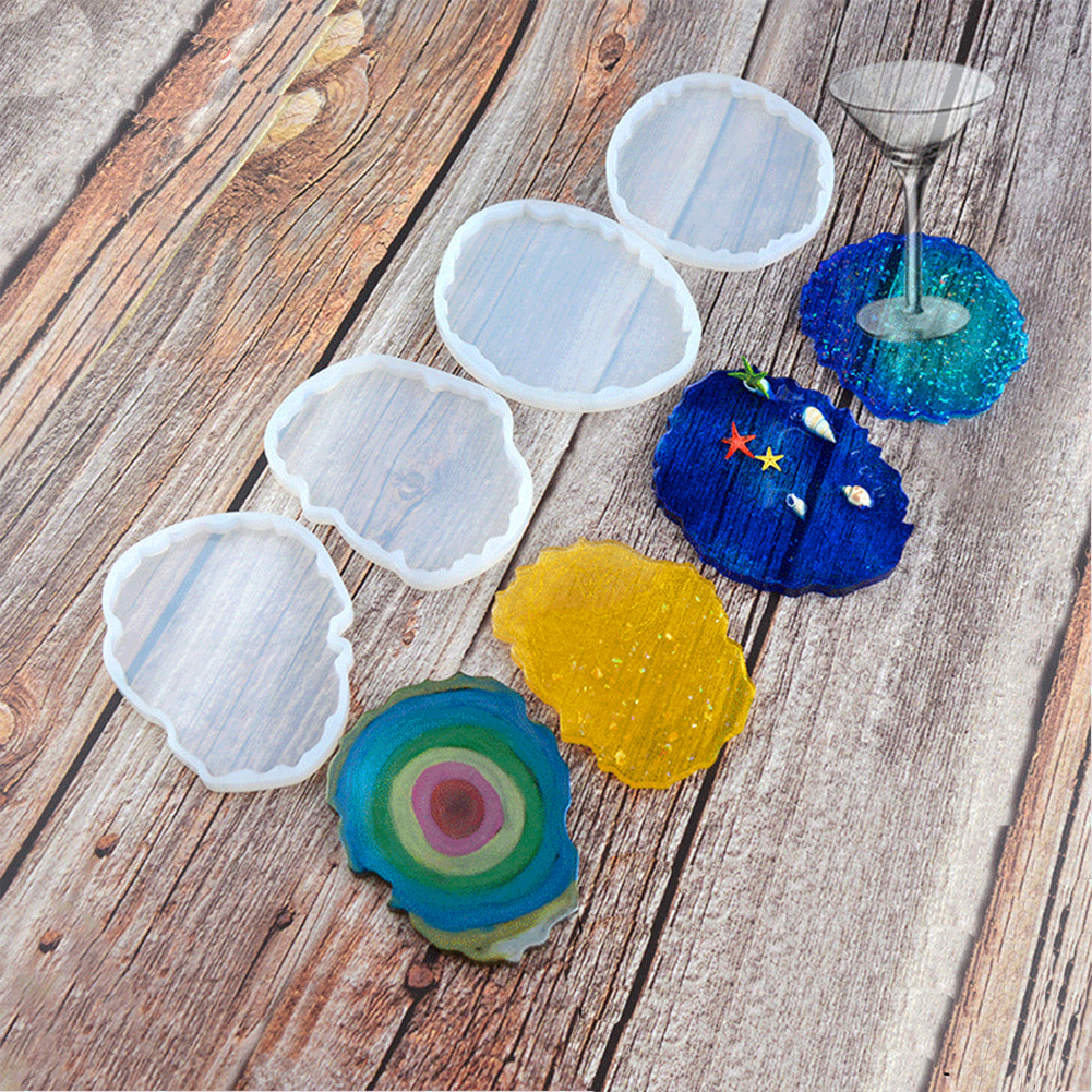 1PC Silicone Coasters Mold DIY Cup Mat Mould Epoxy Resin Ornament Craft Transparent Mirror Effect Mold
