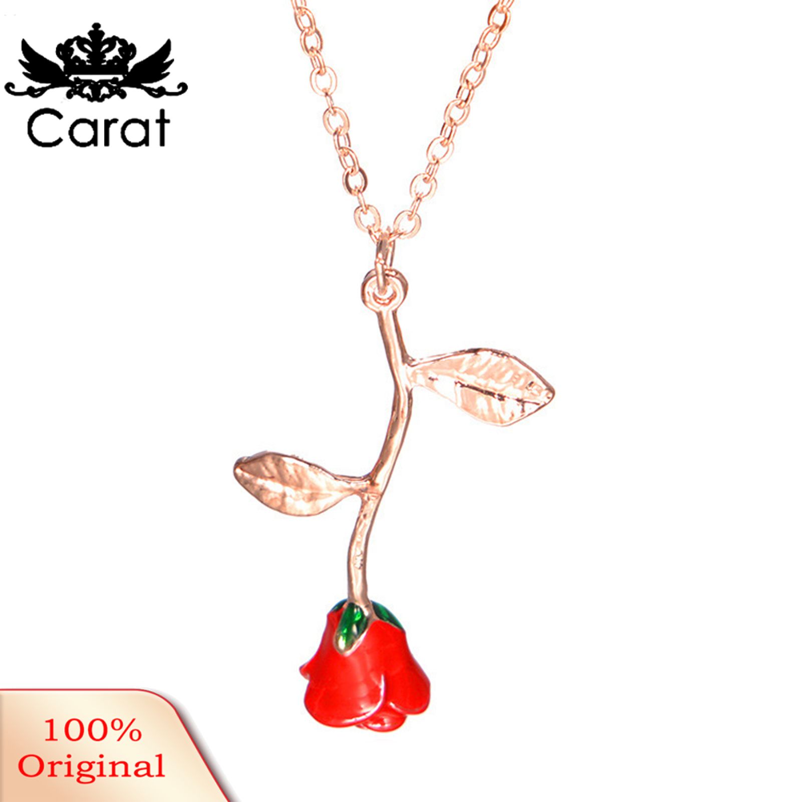 Women Elegant Rose Flower Pendant Chain Necklace Jewelry Valentines Day Gift