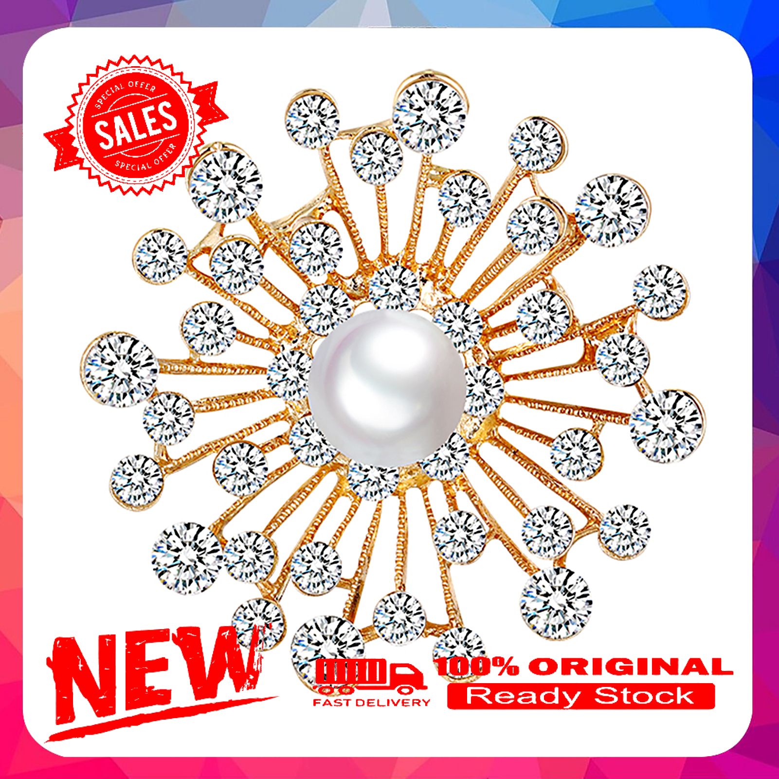 Brooch Pin Elegant Clothes Accessories Vintage Round Rhinestone Brooch Badge for Banquet