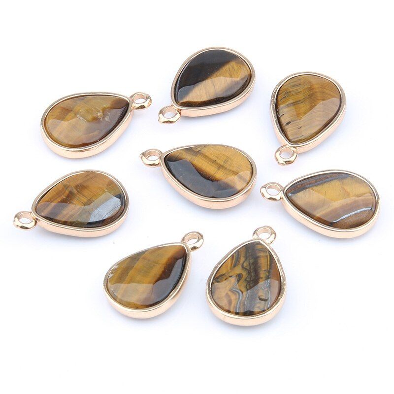 Wholesale Water Drop Shape Natural Stone RoseQuartz/Tiger Eyes Pendant DIY for Necklace or Jewelry Making 16 Color