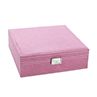 Two Layers Lint Wooden Jewelry Box Organizer Display Storage Case with Lock