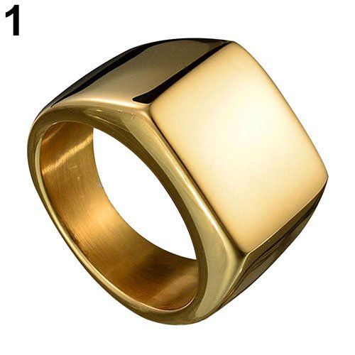 Men Stainless Steel Plain Square Wedding Finger Ring Band Jewelry