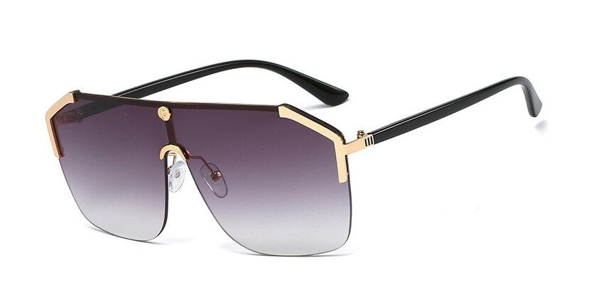 C3 gradient gray48098 One Lens Rimless Big Frame Square Sunglasses Men Women Fashion Shades UV400 Vintage Glasses