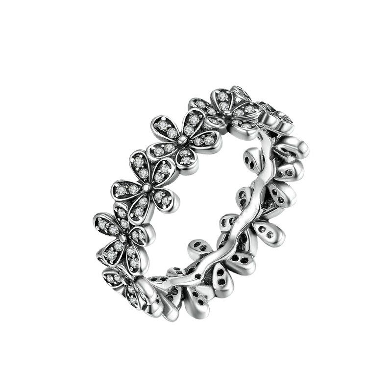 HOMOD Crystal Silver Color Ring Charms Diy Big Transparent Cz Round Finger Ring For Women Diy Silver Color Jewelry Party Wedding