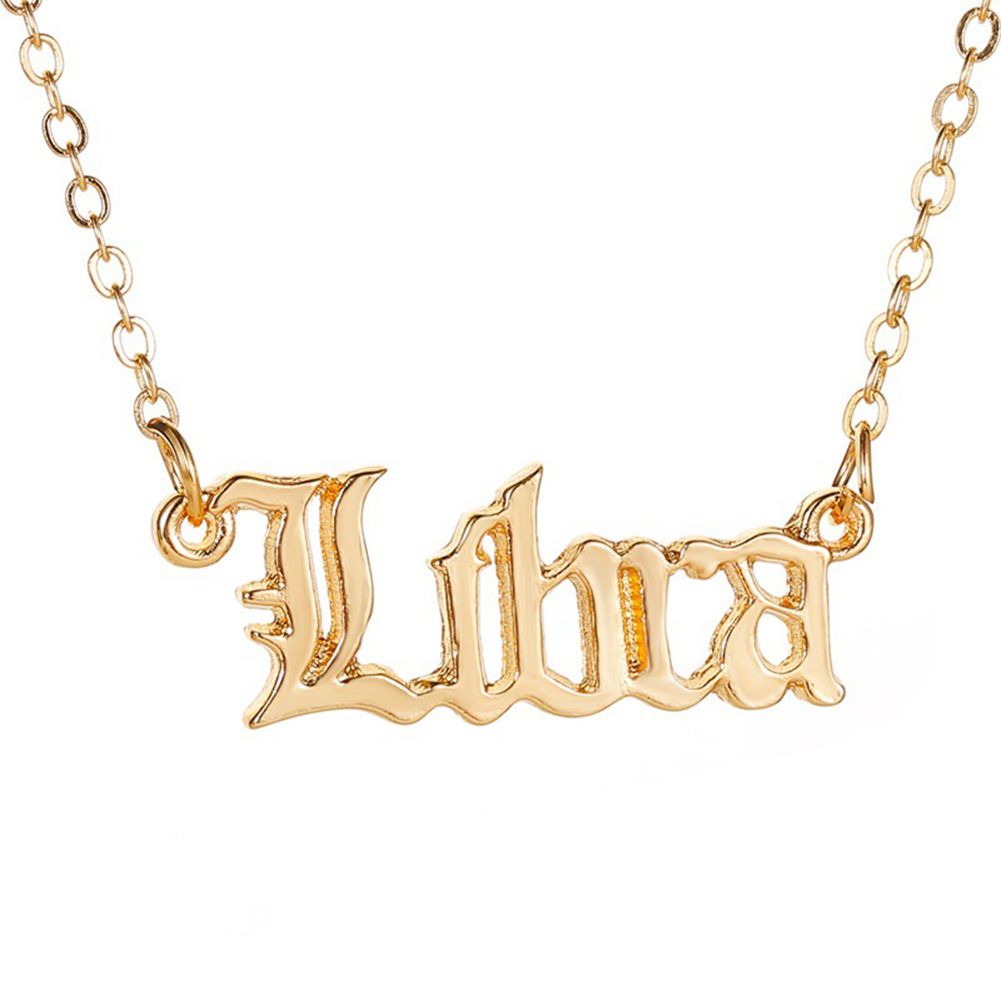 Creative Twelve Constellation Necklace Vintage English Letter Clavicle Chain