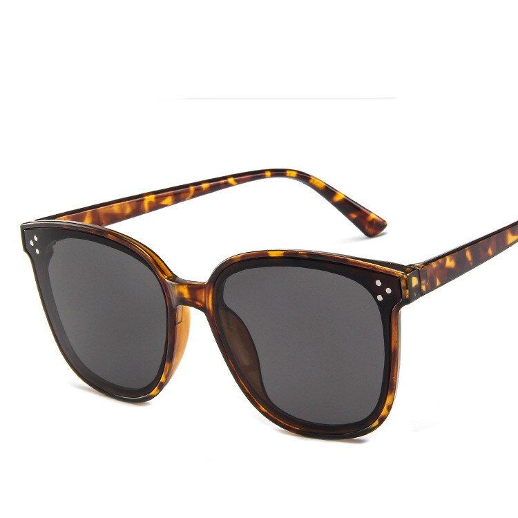 leopardEASTWAY 2019 Brand Designer Women Square Sunglasses Vintage Plastic Oversize Sun Glasses Female Blue Mirrored Sun Glasses