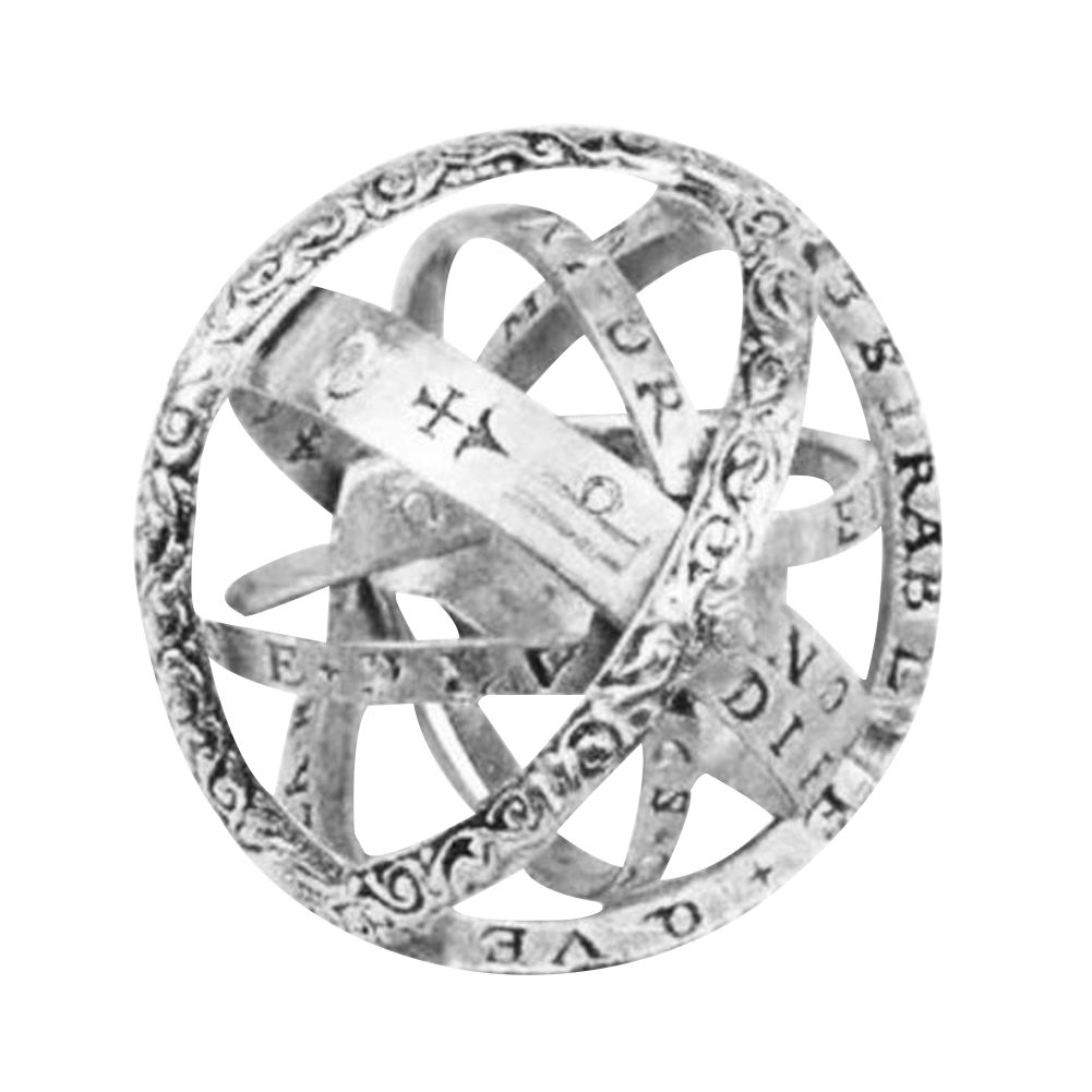 Fashion Women Men Hollow Astronomical Ball Overturn Transform Tellurion Ring