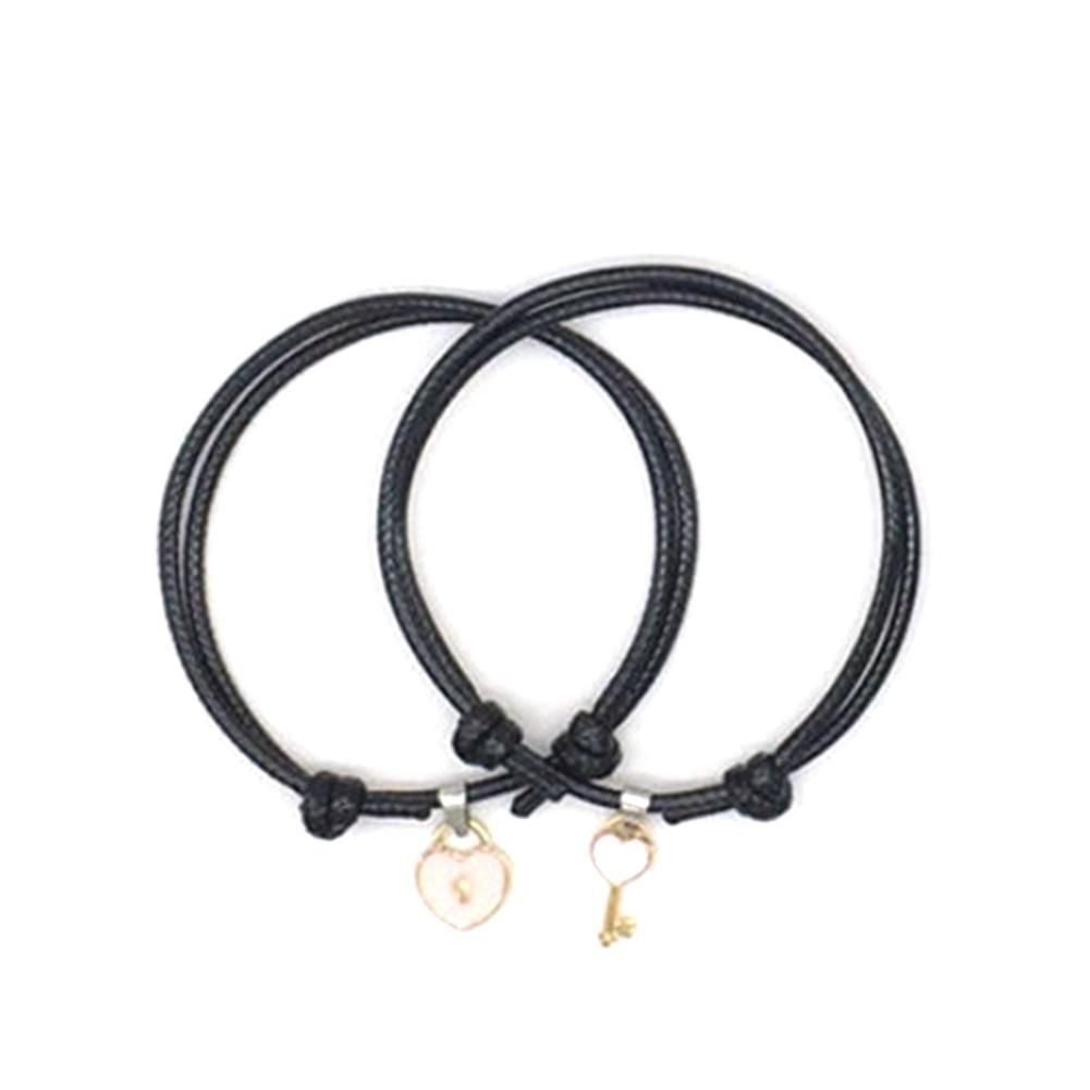 OIMG 1Pair Key Lock Heart Charm Pendant Couple Bracelet Chain Bangle Jewelry