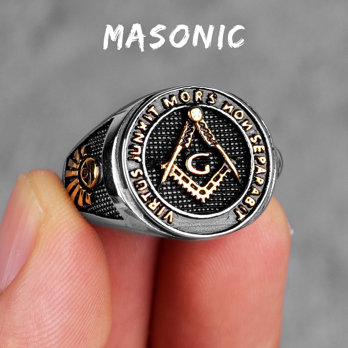 Stainless Steel Men Rings Masonic Freemasonry Skull Punk Rock Hip Hop for Biker Male Boyfriend Jewelry Creativity Gift Wholesale