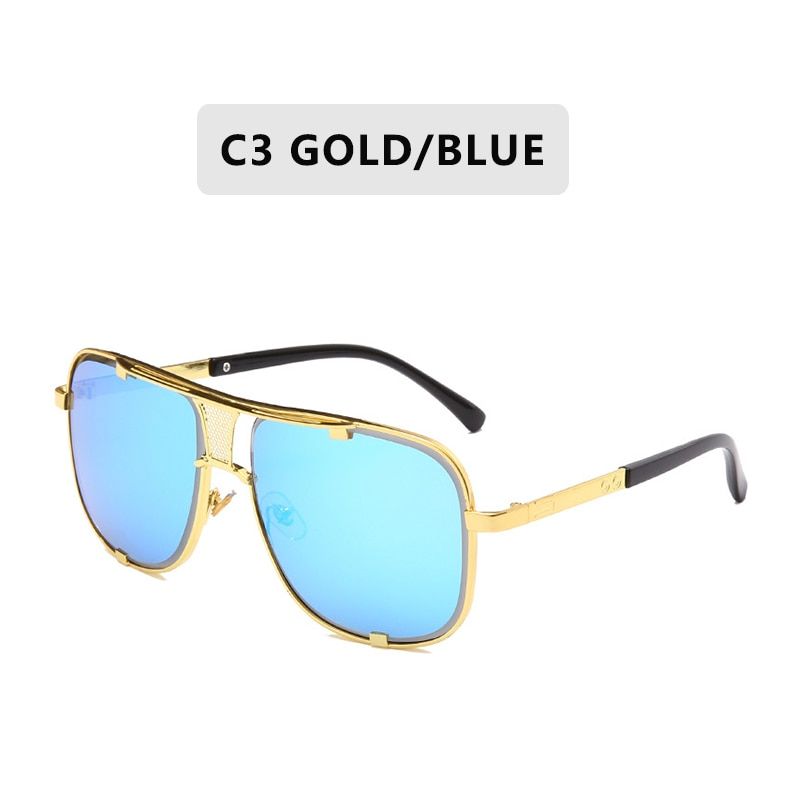 2021 Classic Oversized Sunglasses Men Luxury  Design Women Sun Glasses Square retro Oculos de sol Male UV400 Mirror Eyewear-C3-Other